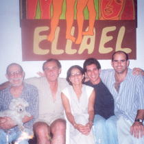 Abelardo Estorino, Pancho García, Adria Santana, and Ismael Gómez Peralta in Estorino's house