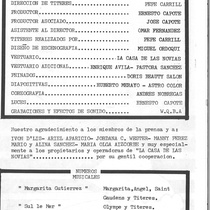 Program for the theatrical production, La gorda de las camelias