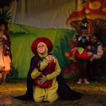 Photographs of the theatrical production, Algo cayó del cielo