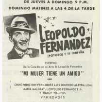 Playbill for the production, "Mi mujer tiene un amigo" (My wife has a male friend)