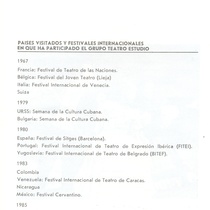 Information leaflet about the history of the "Grupo Teatro Estudio"