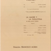 Program for the production, "La madre y la guillotina" (New York, 1976)