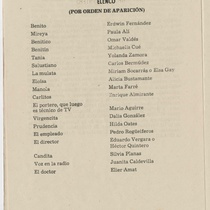 Program for the production, "La última carta de la baraja" (Teatro Estudio)