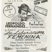 Playbill for the production, "La liberación femenina" (Women's liberation)