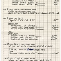 Manuscripts labeled, "Part 1: cue sheet"