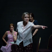 Photographs of a rehearsal for the theatrical production, El día que me quieras