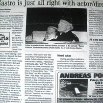 Newspaper clippings about the theatrical production, Francesco: The Life and Times of the Cencisproduction, Baños Públicos, S. A.