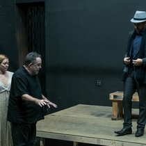 Photographs of a rehearsal for the theatrical production, El día que me quieras