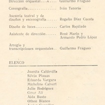 Program for the theatrical production, Días y flores