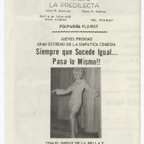 Playbill for the production, "Mi mujer tiene un amigo" (My wife has a male friend)