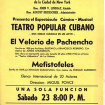 Program for the production, "Teatro popular cubano"