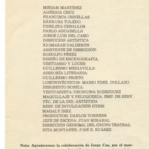 Program for the theatrical production, Rondas infantiles