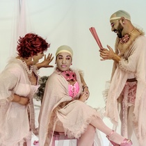 Photographs of rehearsal for the theatrical production, Tres magníficas putas