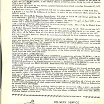 Program for the theatrical production, Bodas de Sangre and El efecto de los rayos gamma sobre las caléndulas