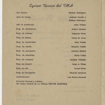 Program for the production, "En el viejo varietés (Teatro Musical de La Habana)