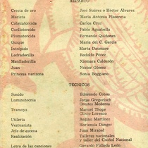 Program for the theatrical production, Los animalitos del bosque