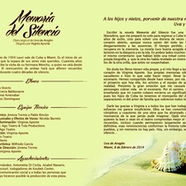 Program for the production, "Memoria del Silencio"