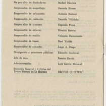 Program for the production, "La verdadera historia de Pedro Navaja (Teatro Musical de La Habana)