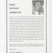 Program for the theatrical production, Manolo Torrente: Intransigente