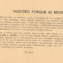 Program for the theatrical production, Contigo pan y cebolla