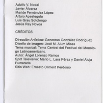 Catalogue for the 3er Festival del Monólogo Latinoamericano