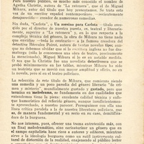 Program for the theatrical production, Un asesino para Carlota