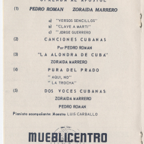 Program for the production, "Una noche con Cuba"