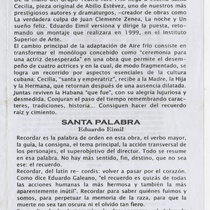 Program for the production "Santa Cecilia"