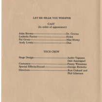 Program for the production, "Let me hear you whisper"