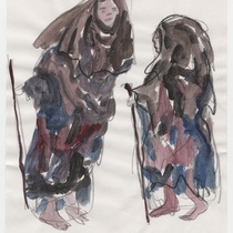 Costume sketch for the character "Mendigo" (beggar) for the production, "Los fantasmas de Tulemón"