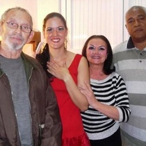 Photograph of René Fernández Santana, Marybel García Garzón, Sara Miyares and Pedro Knight hijo