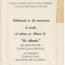 Invitation for the production, "La alondra"