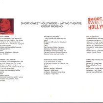 Program for the theatrical festival, Short+Sweet Hollywood