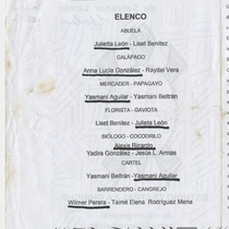 Program for the theatrical production, Galápago