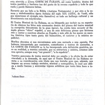 Program for the theatrical production, La corte de Faraon