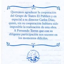 Program for the production, "Los mangos de Caín"