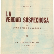 Poster for the production, "La verdad sospechosa"