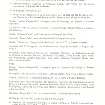 Information leaflet about the history of the "Grupo Teatro Estudio"