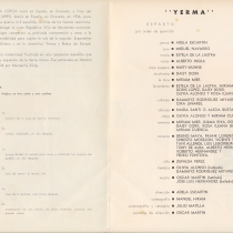 Program for the production, "Yerma"