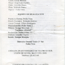 Program for the production, "La casa vieja"