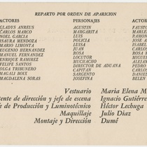 Program for the theatrical production, Ana