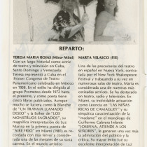 Program for the production, "Mimi y Fifí en el Orinoco"