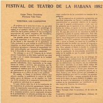 Program for the festival, Festival de Teatro de La Habana 1982