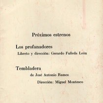 Program for the theatrical production, Basta Arturo