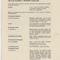 Program for the production, "De esto y de algo (Teatro Musical de La Habana)