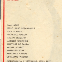 Program for the production, "Los juegos santos"