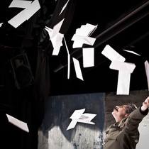 Photographs of a rehearsal for the theatrical production, Cartas de amor a Stalin