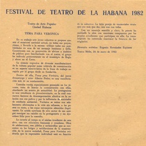 Program for the festival, Festival de Teatro de La Habana 1982