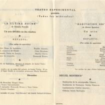 Program for the production, "La última noche y Habitación 406"