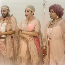 Photographs of rehearsal for the theatrical production, Tres magníficas putas